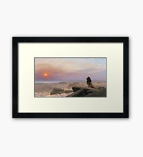 Jean-Leon Gerome - The Two Majesties. Sea landscape: sea view, mountains, calm sea, king of beasts, coast seaside, sunset, marin, seascape, sun clouds, nautical panorama, lion Framed Print