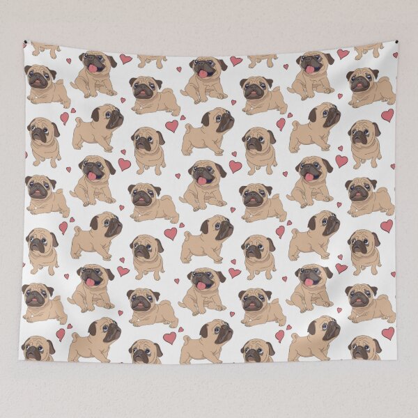 Item preview, fawn pug love pattern  designed and sold by THISPUGVIBE.