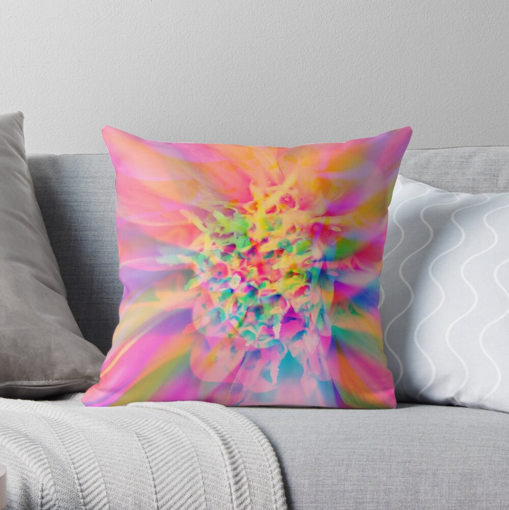 Colorful Abstract Flower Throw Pillow