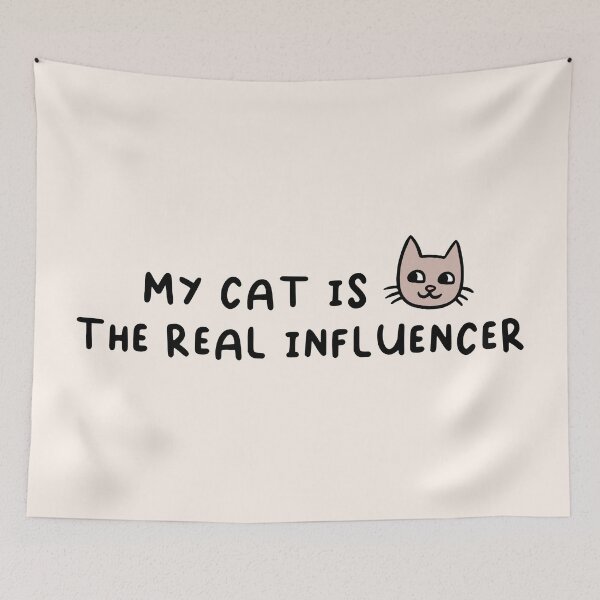 Item preview, My Cat Is The Real Influencer Quote With Illustration designed and sold by Fotografille.