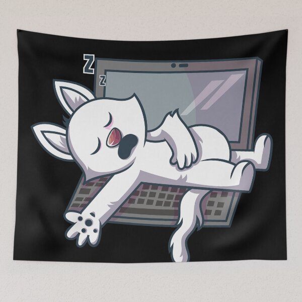 Item preview, White Cat Sleeping On Laptop designed and sold by ClawfulCat.