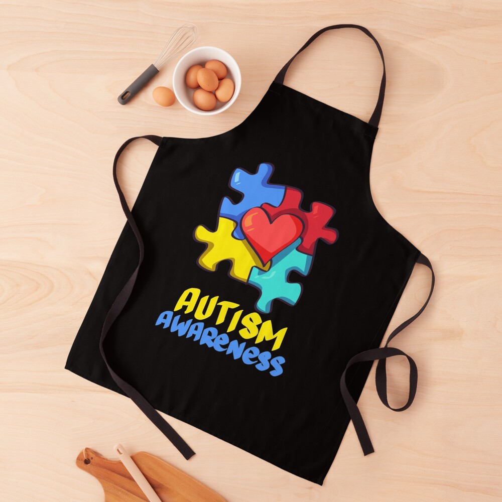 "Autism Awareness Heart Puzzle Gift" Apron by TTFMerch Redbubble