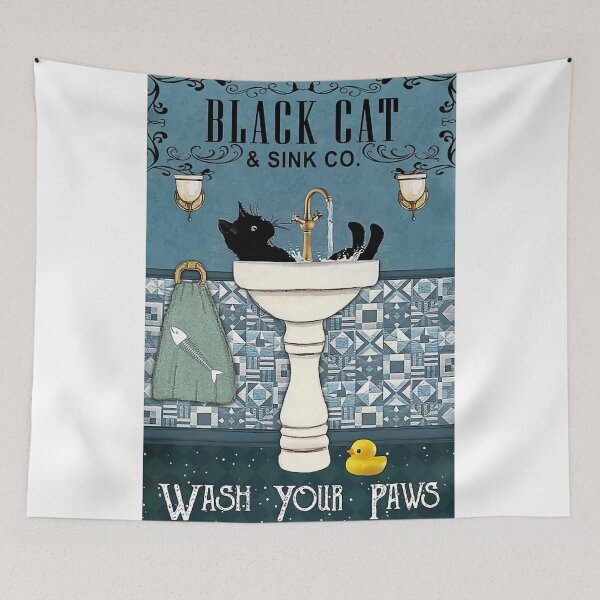 Item preview, Beauty Black Cat Wash Your Paws designed and sold by faraspirre.