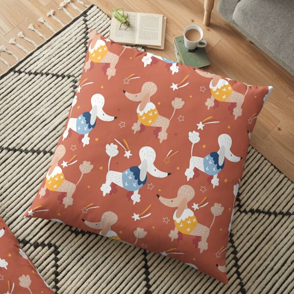 Chocolate Poodle Pattern Floor Pillow