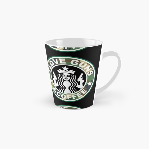 Aperçu de l'œuvre J'adore les armes et le café, camouflage vert, étoile noire et blanche créée et vendue par pneuf.