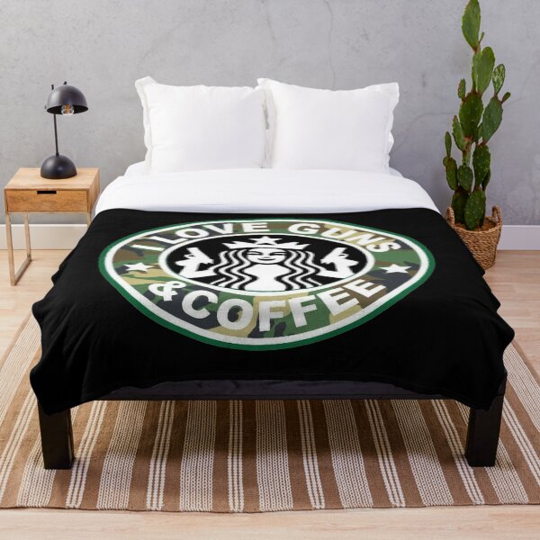 Item preview, I love guns and coffee camo green black and white star designed and sold by pneuf.