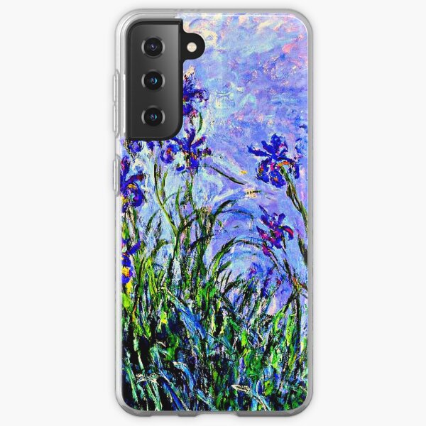 Monet Masterpiece - Irises, painting by Claude Monet Samsung Galaxy Soft Case