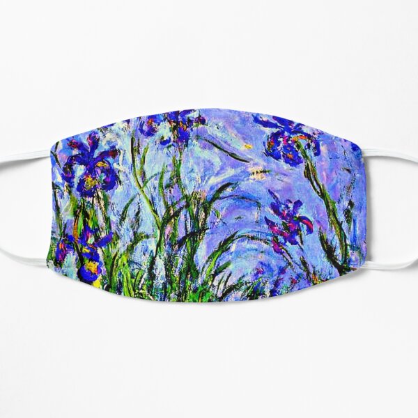 Monet Masterpiece - Irises, painting by Claude Monet Flat Mask