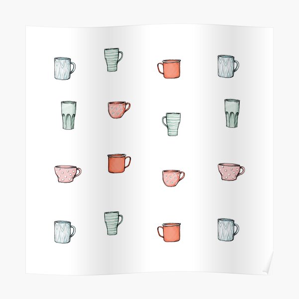 Bunte Kaffeebecher Poster