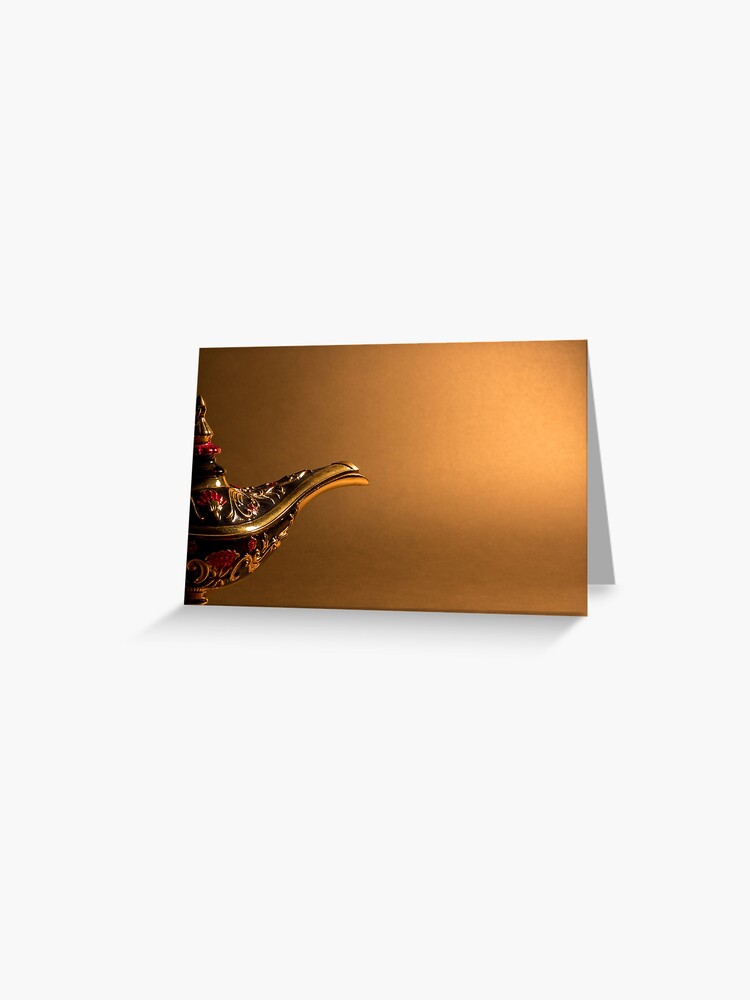 Aladdin magic lamp isolated on golden background | Greeting Card