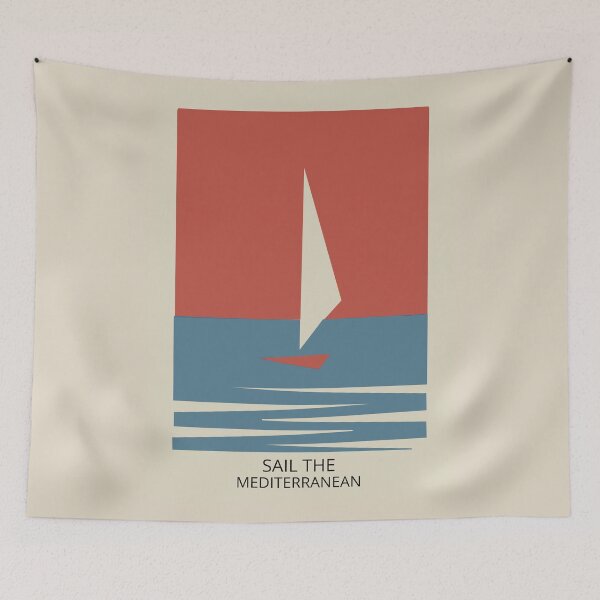 Item preview, SAIL THE MED Mediterranean Vintage Travel Poster  designed and sold by adrienne75.