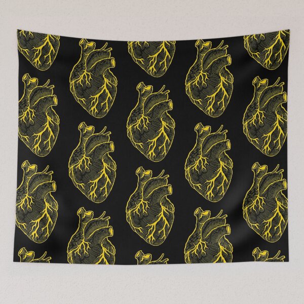 Item preview, Anatomical heart yellow - black background designed and sold by artsy-cici.