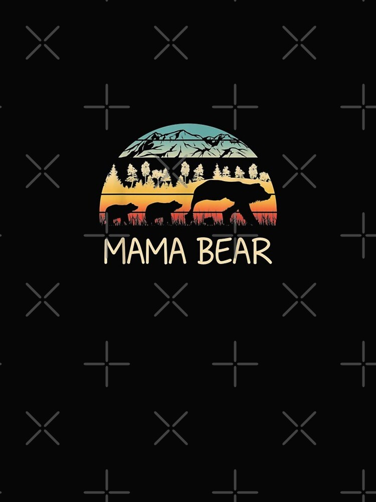 Mama Bear With 2 Cubs Tee Retro Mountains Mother's Day Shirt