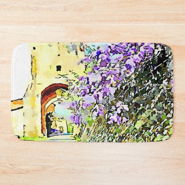 Aperçu de l'œuvre Abbaye de Fossanova: tour et fleurs de glycine créée et vendue par Giuseppe Cocco.