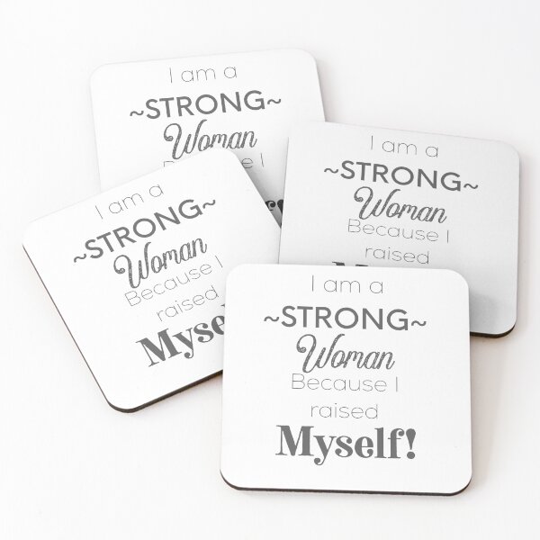 Item preview, I am a strong woman because myself independent design quote in grey white designed and sold by ICRainbowMoons.