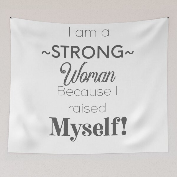 Item preview, I am a strong woman because myself independent design quote in grey white designed and sold by ICRainbowMoons.