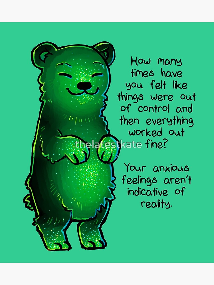 Green Sparkle Anxiety Encouragement Bear