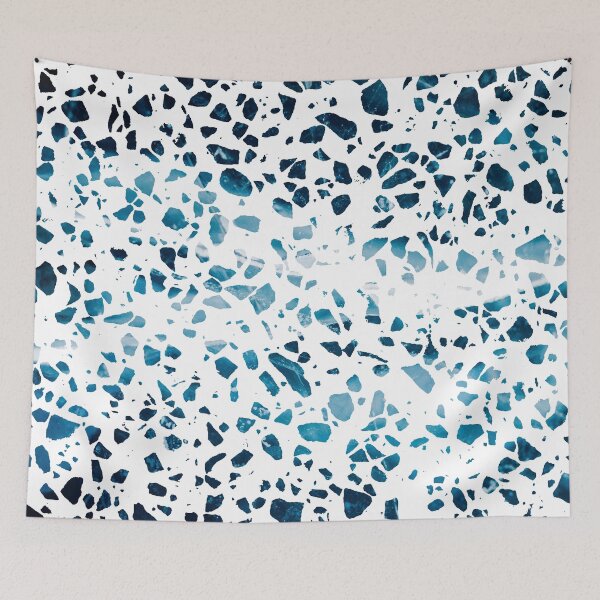 Item preview, Abstract Terrazzo Mosaic Navy and Light Blue Pattern designed and sold by idovedesign.