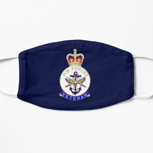 HM FORCES VETERAN BADGE. BRITISH VETERAN. On Navy Blue. Flat Mask
