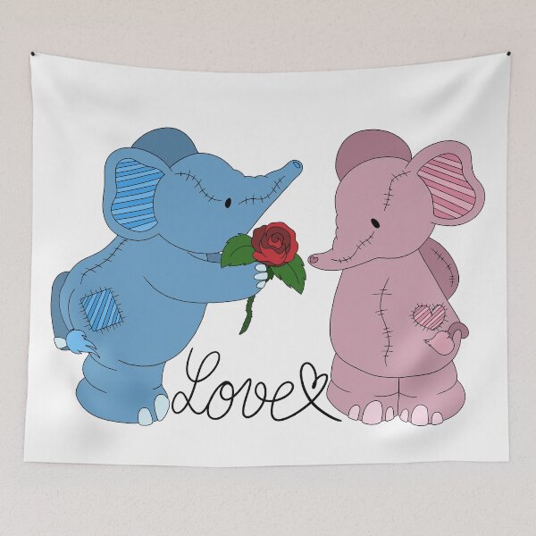 Aperçu de l'œuvre Éléphants en peluche amoureux créée et vendue par Kikamon.