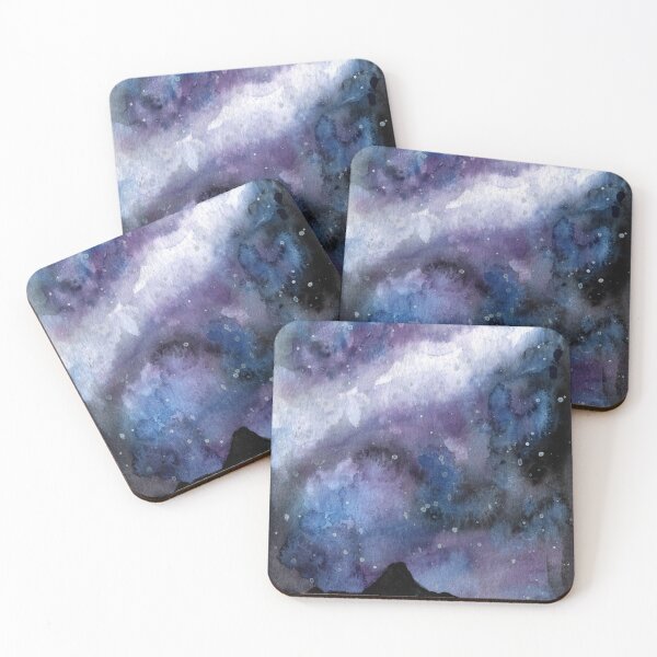 Item preview, Starry sky over desert with mountains watercolor designed and sold by NvH-Art.
