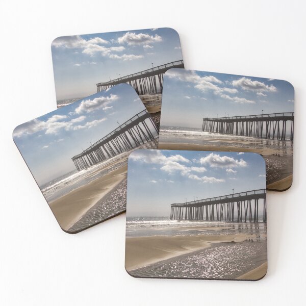 Ocean City Pier and Sand Art Coasters (Set of 4)