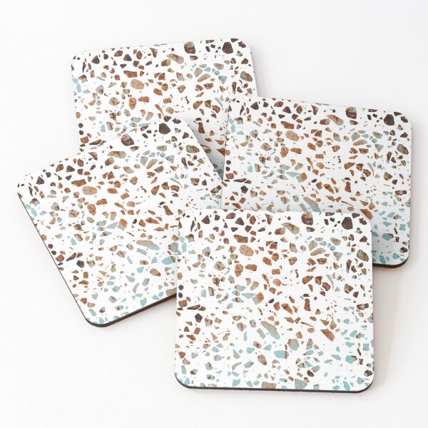 Item preview, Abstract Terrazzo Mosaic Rusty Brown and Blue Pattern designed and sold by idovedesign.