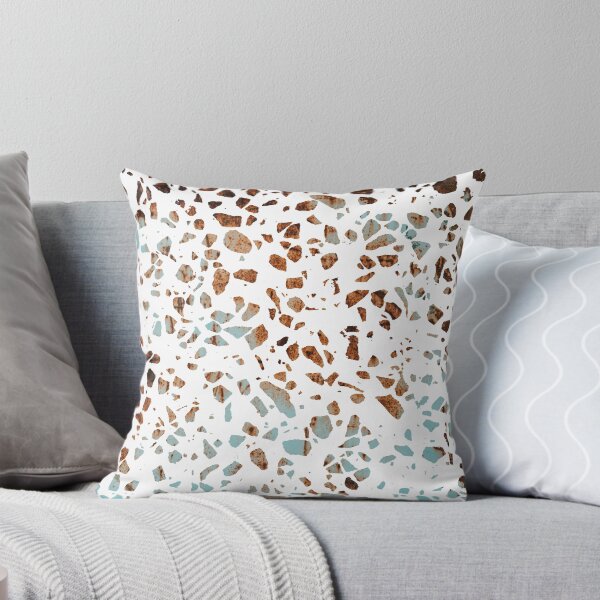 Item preview, Abstract Terrazzo Mosaic Rusty Brown and Blue Pattern designed and sold by idovedesign.