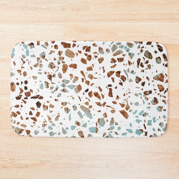 Item preview, Abstract Terrazzo Mosaic Rusty Brown and Blue Pattern designed and sold by idovedesign.