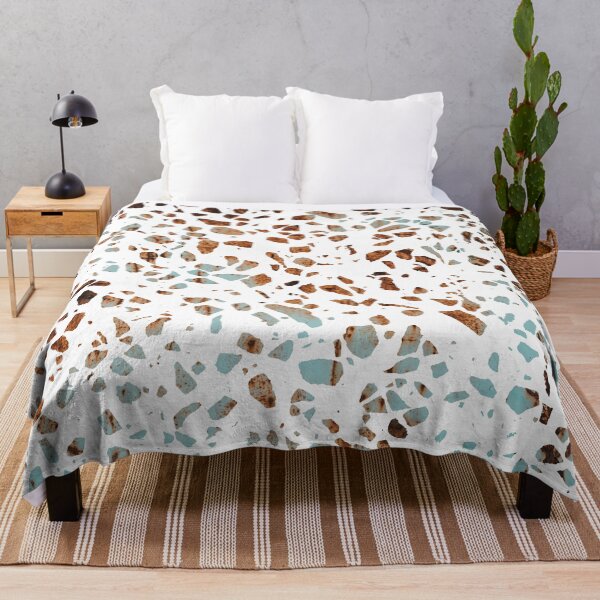 Item preview, Abstract Terrazzo Mosaic Rusty Brown and Blue Pattern designed and sold by idovedesign.