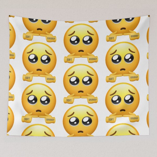 Item preview, Pleading adorable cute shy emoji soft snuggly designed and sold by ICRainbowMoons.