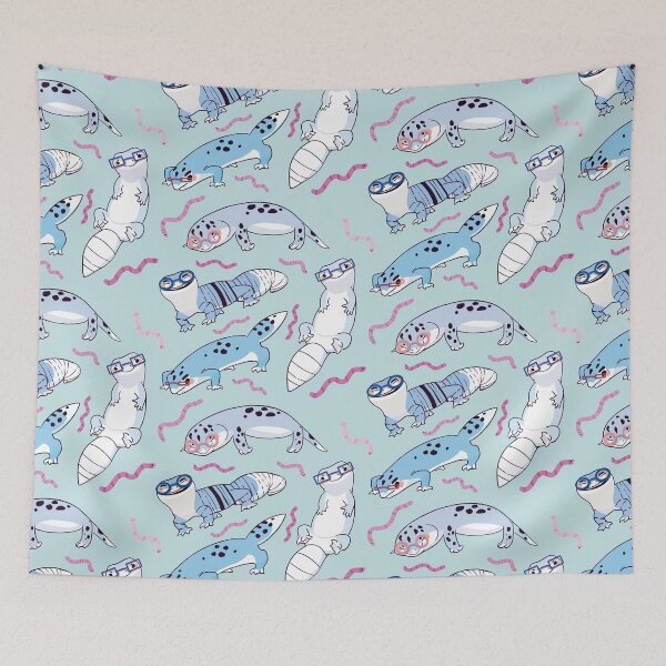 Item preview, Blue Leopard Gecko - Cute Blue and Purple Cartoon Animal Pattern designed and sold by TheRainbowRoom.