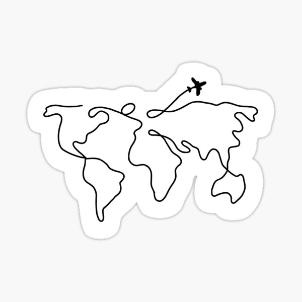 Item preview, Line Art World Map designed and sold by Hannah Grace Designs.