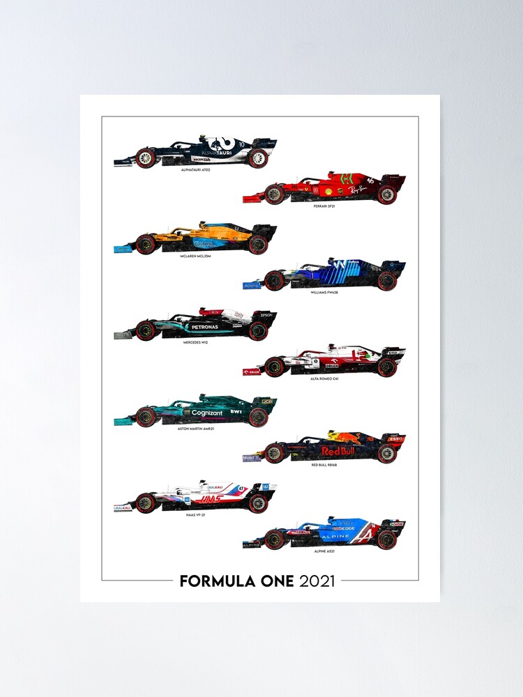 Alternative Ansicht von Formel 1 2021 Grid Artwork Portrait Poster