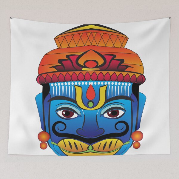 Item preview, Monkeyface god of power, lord Hanuman or Bajaragbali. Drawn in Indian folk art Pinguli style. designed and sold by Gurunath Bhadekar.