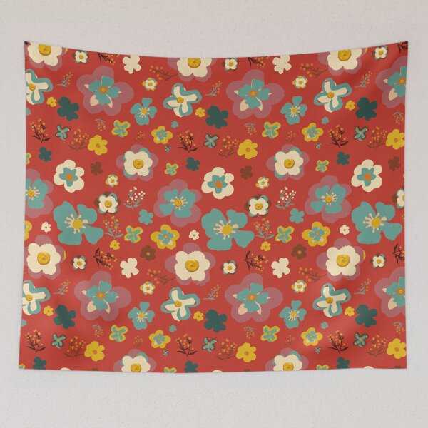 Item preview, floral design with red background designed and sold by cemreyigitsahin.