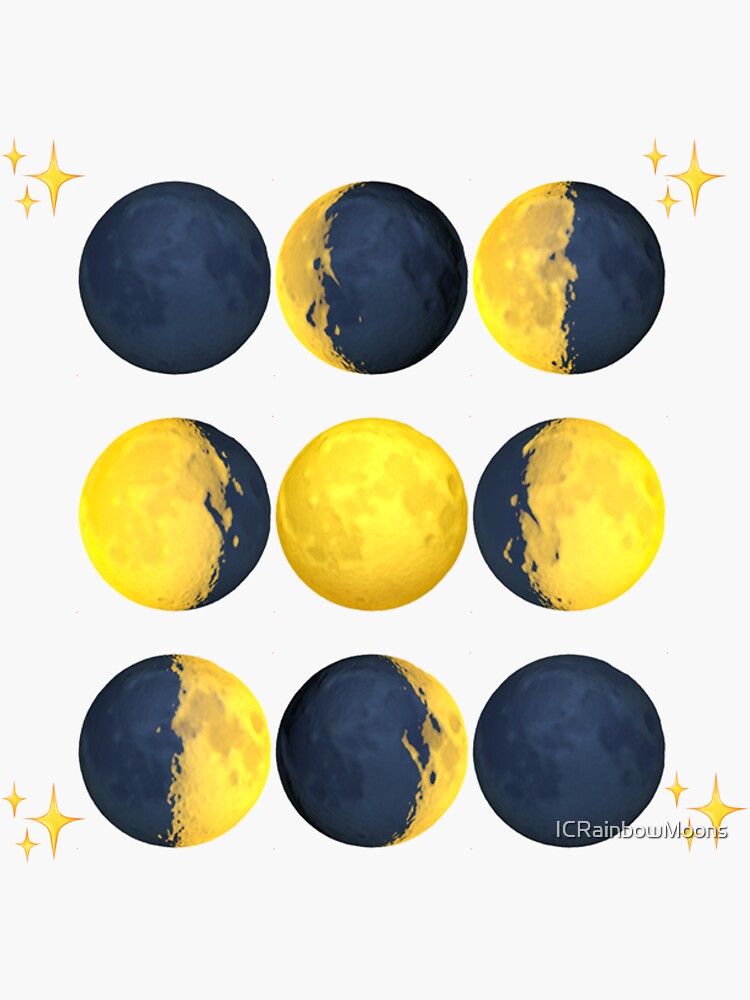 "Moon phases in emoji " Sticker for Sale by ICRainbowMoons Redbubble