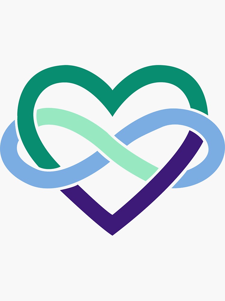 Thumbnail 3 of 3, Sticker, Gay Polyamory Infinity Heart (White) designed and sold by polyphiliashop.