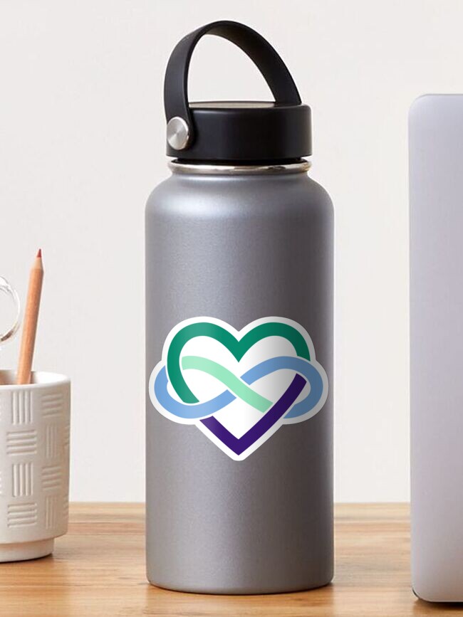 Thumbnail 1 of 3, Sticker, Gay Polyamory Infinity Heart (White) designed and sold by polyphiliashop.