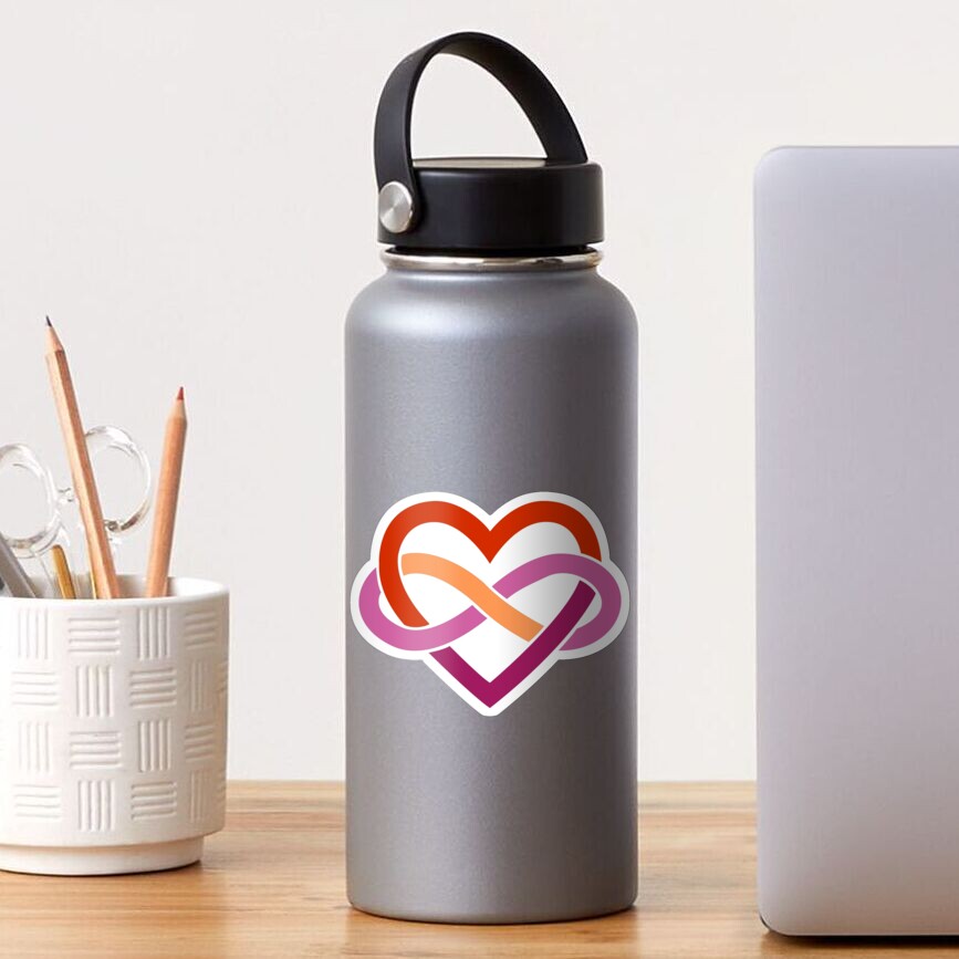 Lesbian Polyamory Infinity Heart (Black) Sticker