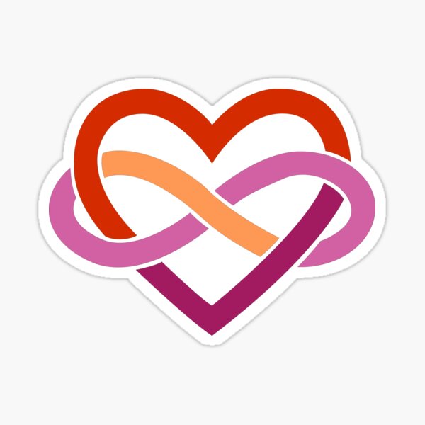 Lesbian Polyamory Infinity Heart (Black) Sticker