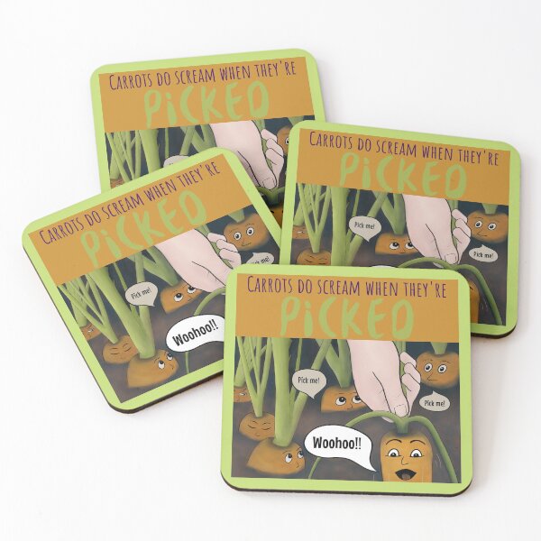 Item preview, Carrots Do Scream  When They’re Picked - funny cartoon on green background designed and sold by Crystal Raymond.