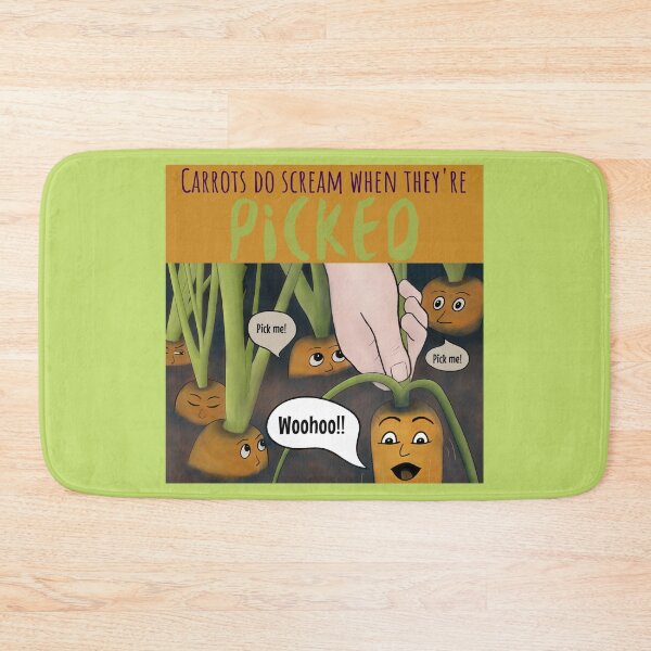 Item preview, Carrots Do Scream  When They’re Picked - funny cartoon on green background designed and sold by Crystal Raymond.