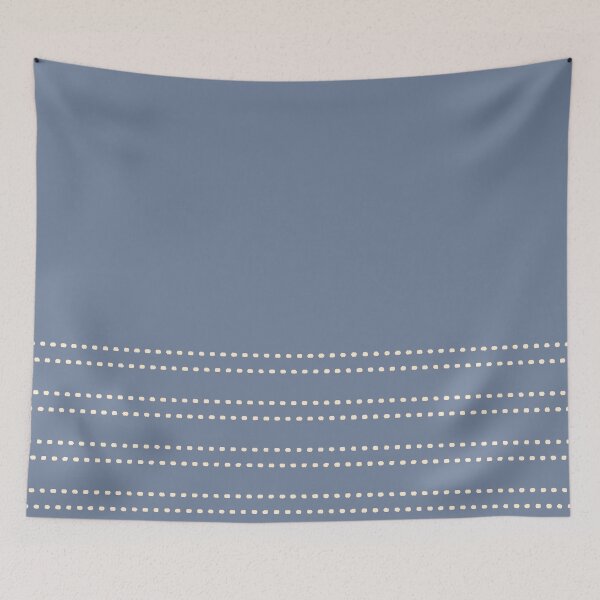 Item preview, Zoe Painted Dot Stripe Minimalist Pattern in Stone Blue and Cream designed and sold by kierkegaard.