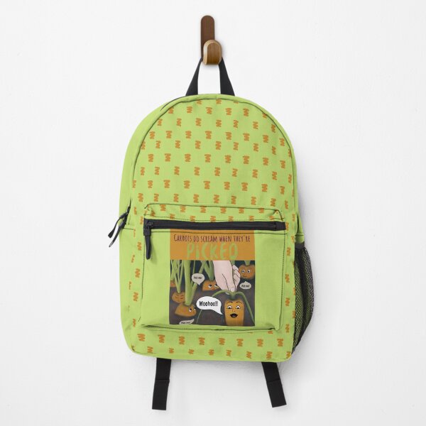 Item preview, Carrots Do Scream When They’re Picked - funny cartoon on green background designed and sold by Crystal Raymond.