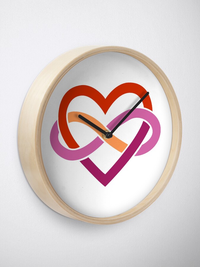 Alternate view of Lesbian Polyamory Infinity Heart (White) Clock