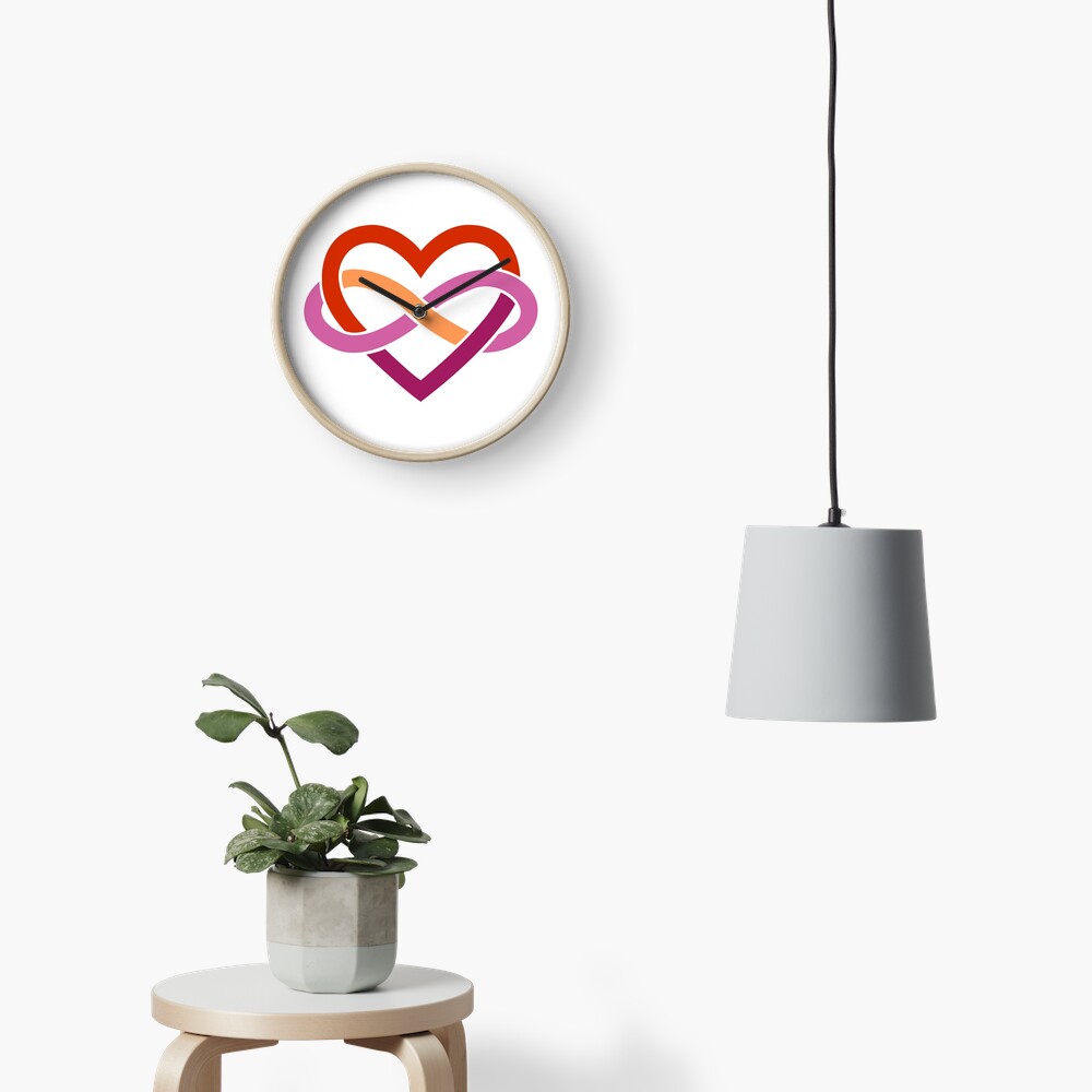 Lesbian Polyamory Infinity Heart (White) Clock