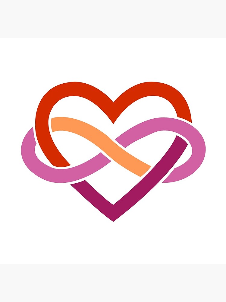 Lesbian Polyamory Infinity Heart (White) by polyphiliashop