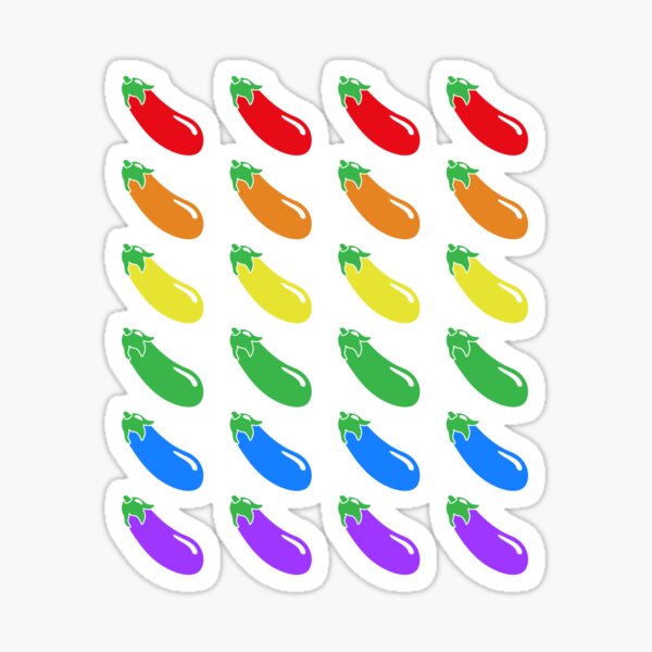 Aperçu de l'œuvre Modèle de fierté gay Emoji aubergine arc-en-ciel créée et vendue par conceptcreature.