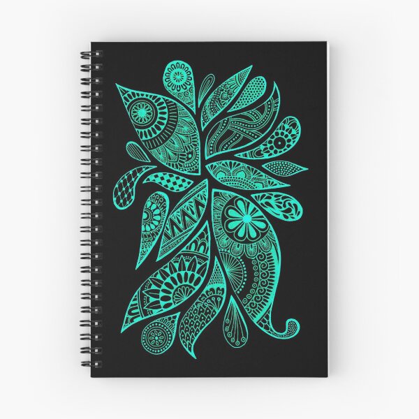 Item preview, Abstract Zentangle Swirl design (cyan on black) designed and sold by Calen  Picard-Carroll.